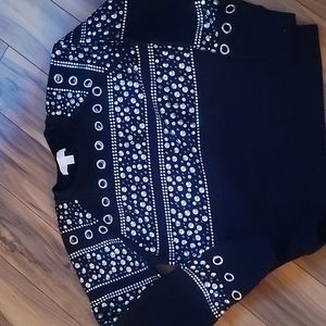 Stunning MICHAEL KORS heavy silver grommet sweater!